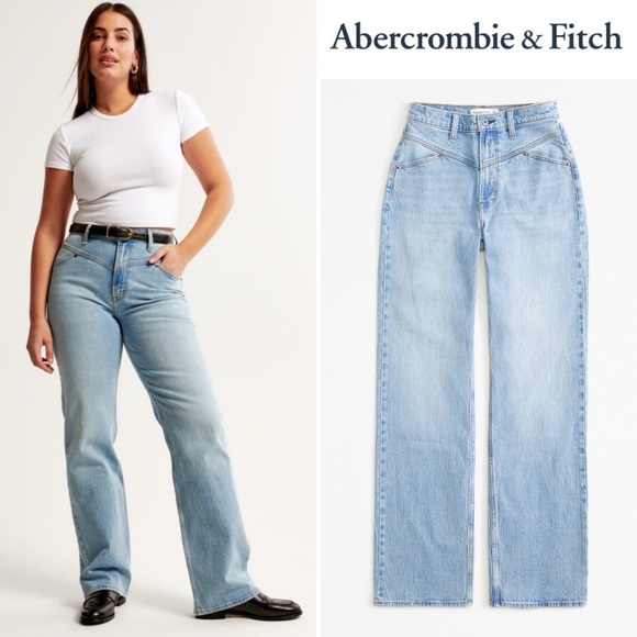 Abercrombie & Fitch Denim - NWT Abercrombie Fitch The 90s High Rise Relaxed Jean Medium With Front Yoke 34 S